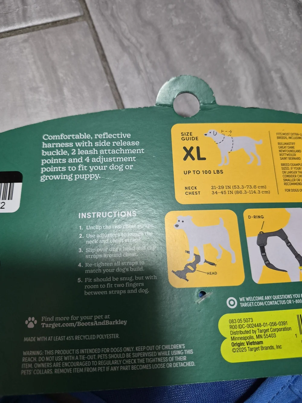 BOOTS & BARKLEY Adjustable Comfortable Dog Harness XL